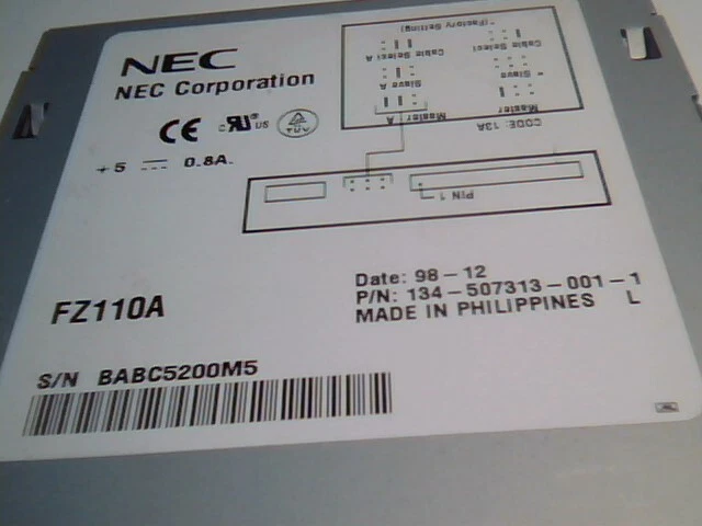 NEC FZ110A ZIP 100 drive IDE 40-pin 134-507313-001-1 Code:13A 1998 ATA - image 5