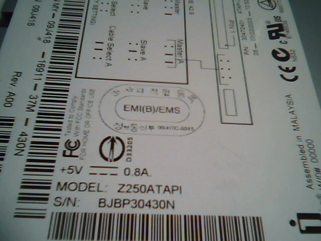 Iomega Z250ATAPI ZIP 250 250i drive IDE 40pin DELL 09J418 IBM FRU 33L2596 42.S - image 7