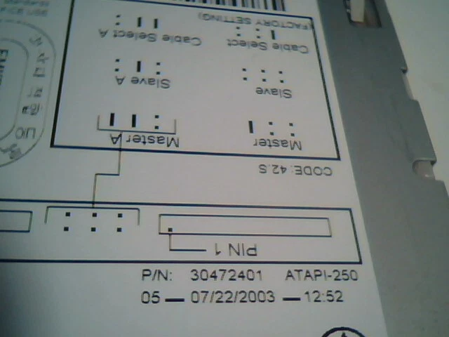 Iomega Z250ATAPI ZIP 250 250i drive IDE 40pin DELL 09J418 IBM FRU 33L2596 42.S - image 9