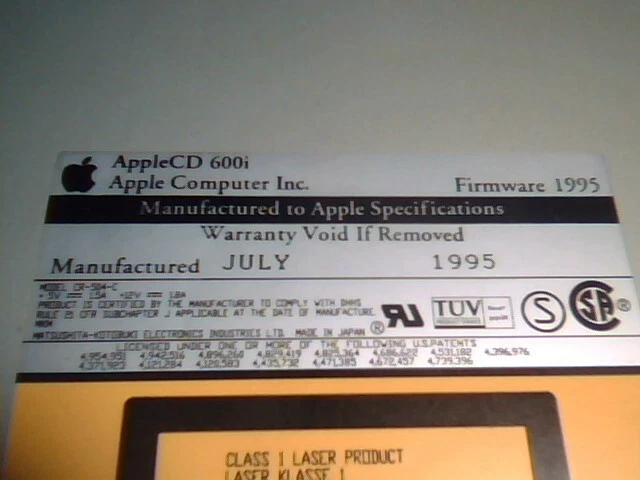 AppleCD 600i SCSI CDROM Drive 678-0065 CD-504-C Firmware 1995 - image 5