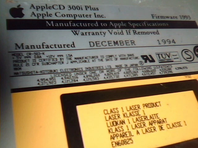 AppleCD 300i PLUS SCSI CDROM Drive CD-503-K Firmware 1993 Quadra 840 AV - image 5