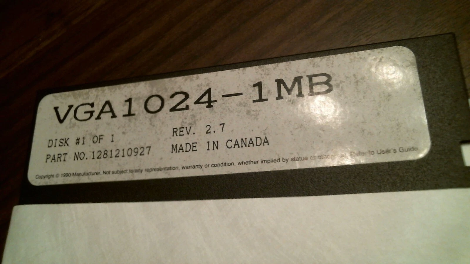 VGA1024 1MB Rev 2.7 1281210927 1990 - floppy disk 5.25 inch