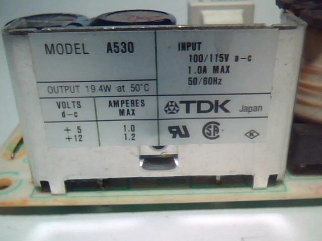 TDK A530 power supply 115VAC 60Hz +5VDC @ 1A, +12VDC @ 1.2A - image 4