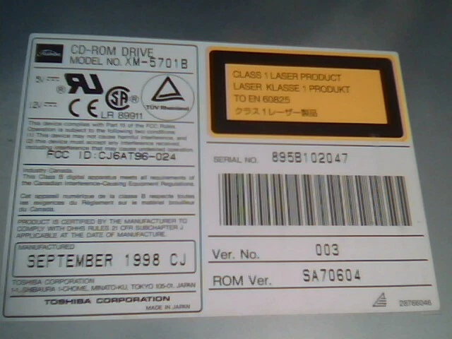CD-ROM Drive HP 0950-3159 A1658-60018 Rev.02 Toshiba XM-5701B 50-pin SCSI - image 7