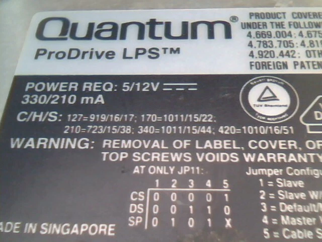 Hard Disk Drive IDE 40-pin Quantum ProDrive LPS 340AT RR34A011 03-E ARR2 0E20 - image 5