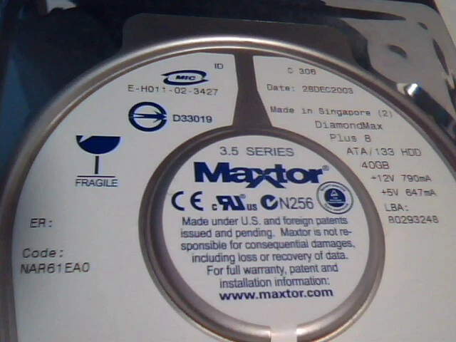 Hard Disk Drive IDE 40-pin Maxtor DiamondMax Plus 8 ATA/133 HDD 40GB ✅TESTED - image 5