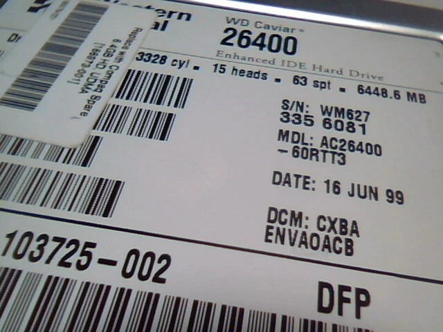 Hard Disk Drive IDE 40pin Western Digital WD Caviar 26400 103725-002 6MB ✅TESTED - image 3