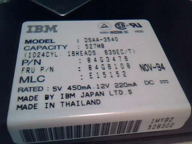Hard Disk Drive IDE 40pin IBM DSAA-3540 527MB 84G3476 E15152 40G4097-01 ✅TESTED - image 4
