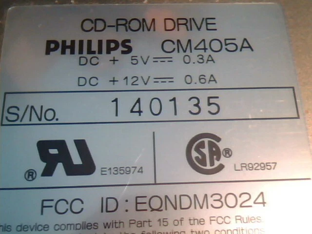 CD-ROM Drive Philips CM405A 1993 50-PIN SCSI RapidReader vintage 2Xspeed ✅TESTED - image 6
