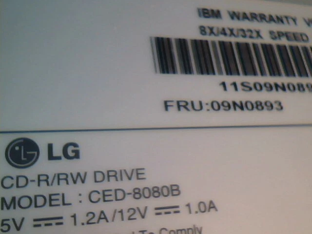 CD-ROM Drive IBM 09N0893 LG CD-R/RW CED-8080B 8X/4X/32X 40-pin IDE ATA✅TESTED - image 7