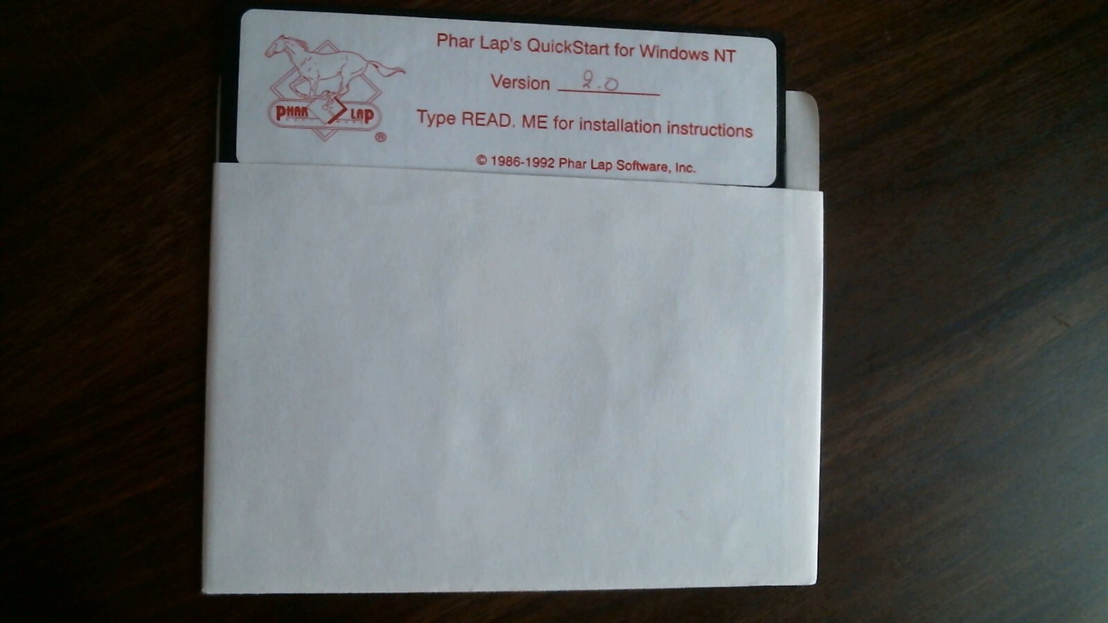 Phar Lap's QuickStart for Windows NT Version 2.0 1986 - floppy disk 5.25 inch