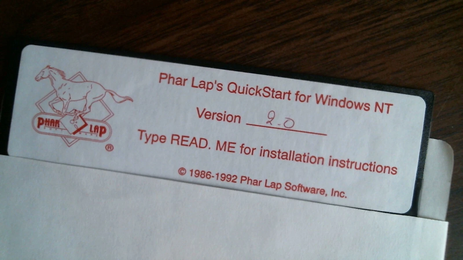 Phar Lap's QuickStart for Windows NT Version 2.0 1986 - floppy disk 5.25 inch - image 2