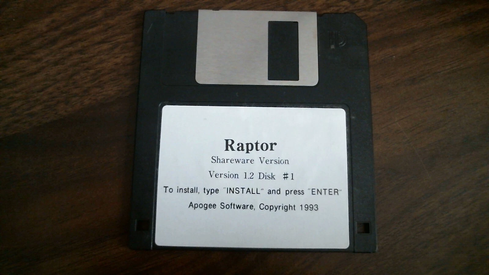 Raptor Shareware version 1.2 Disk #1 1993 - floppy disk 3.5 inch