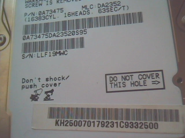 HDD Laptop Hard Disk Drive Hitachi 5K320-250 HTS543225L9A300 SATA 0A73475 - image 3