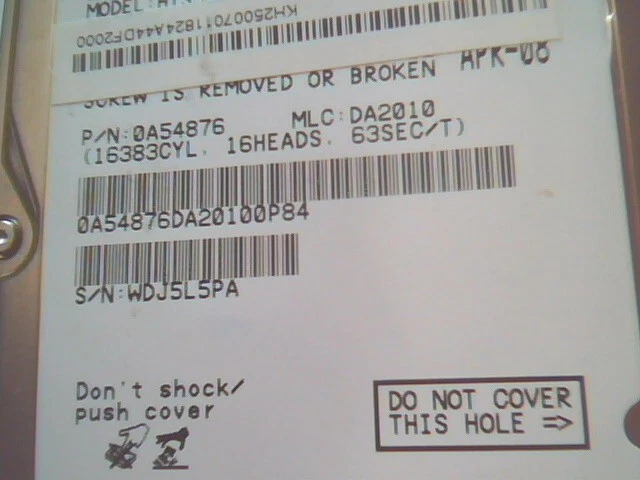 HDD Laptop Hard Disk Drive Hitachi 5K250-250 HTS542525K9SA00 SATA 0A54876 - image 3
