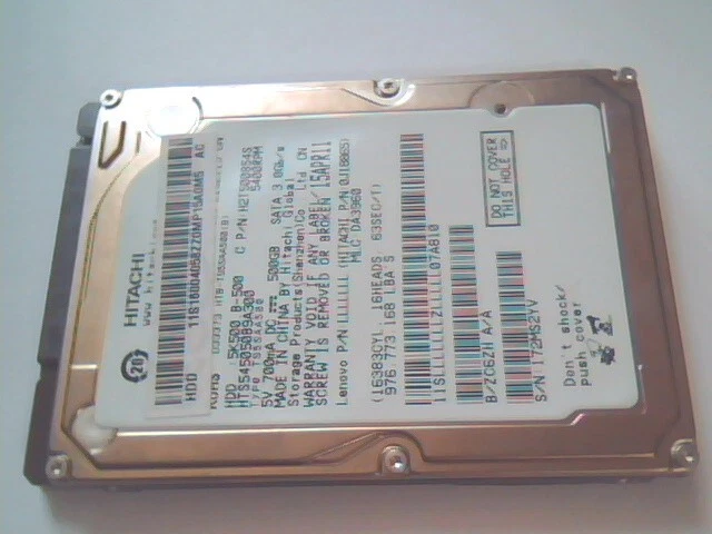 HDD Laptop Hard Disk Drive Hitachi 5K5500 B-500 HTS545050B9A300 SATA H2T500854S