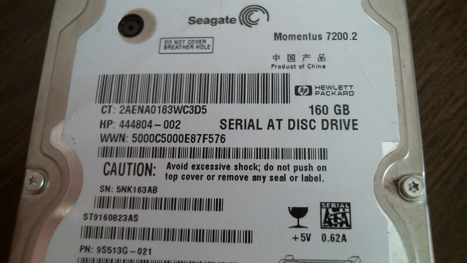 HDD Laptop Hard Disk Drive SATA Seagate Momentus 7200.2 444804-002 ST9160823AS - image 2