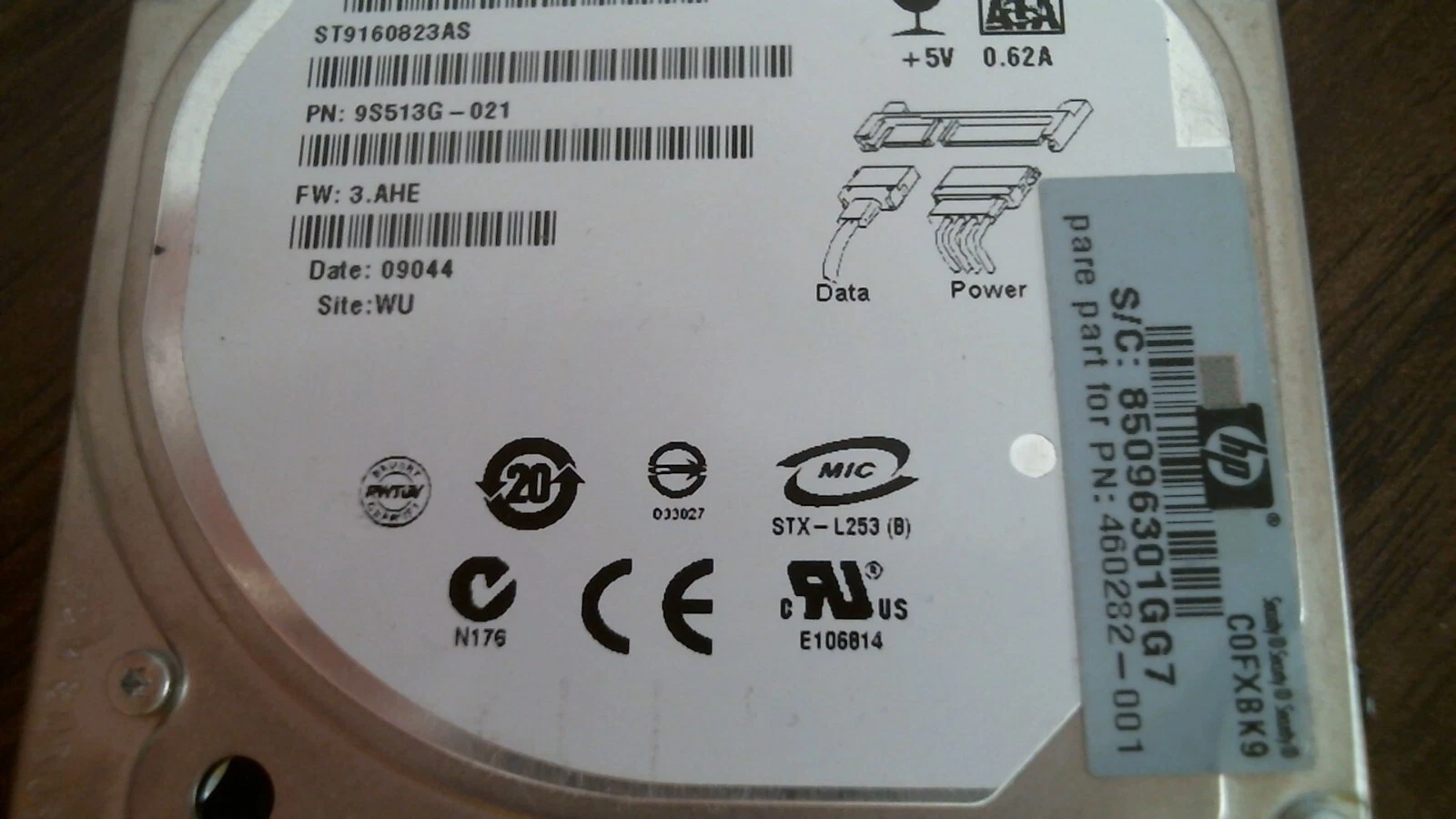 HDD Laptop Hard Disk Drive SATA Seagate Momentus 7200.2 444804-002 ST9160823AS - image 3