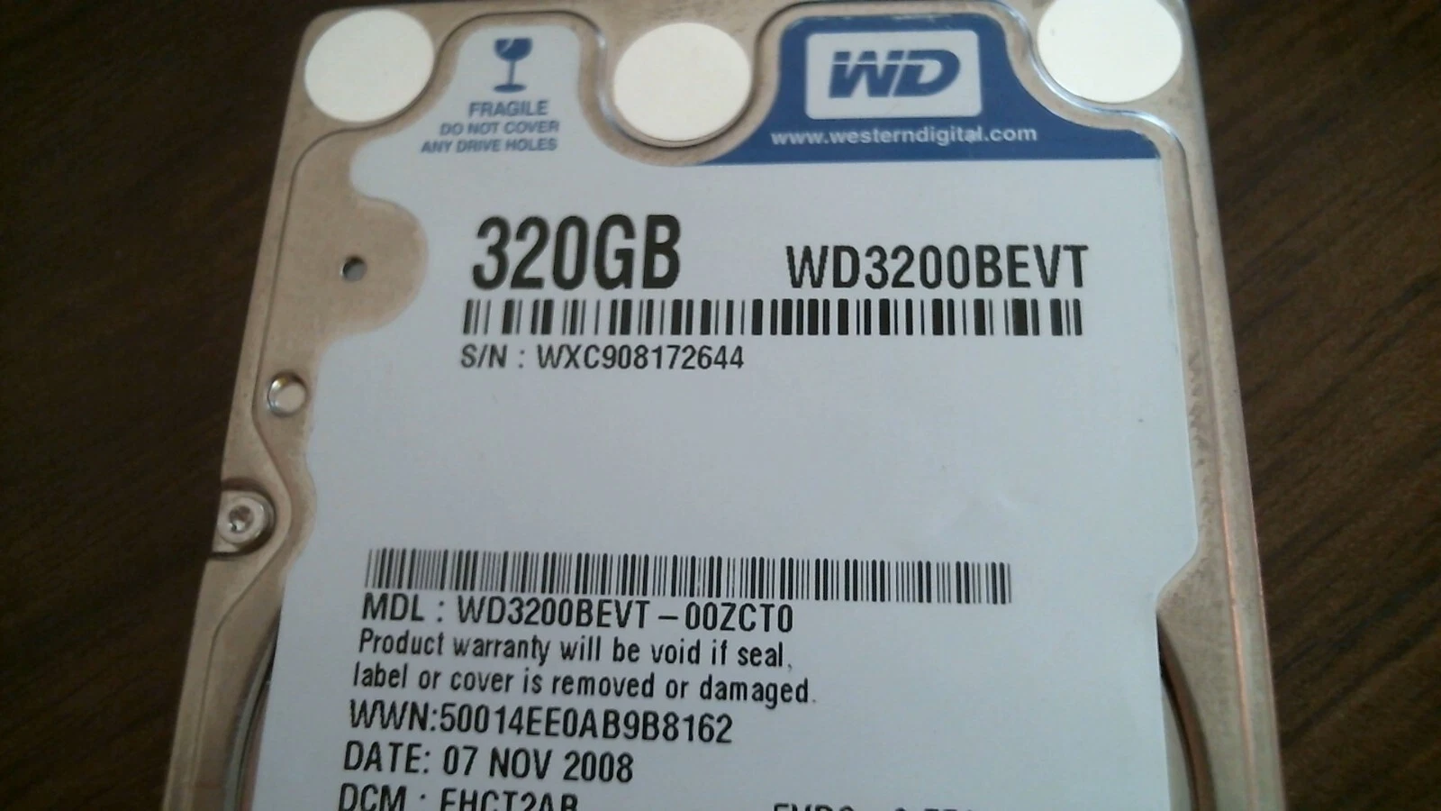 HDD Laptop Hard Disk Drive SATA WD Scorpio Blue 320GB WD3200BEVT-00ZCT0 FHCT2AB - image 2