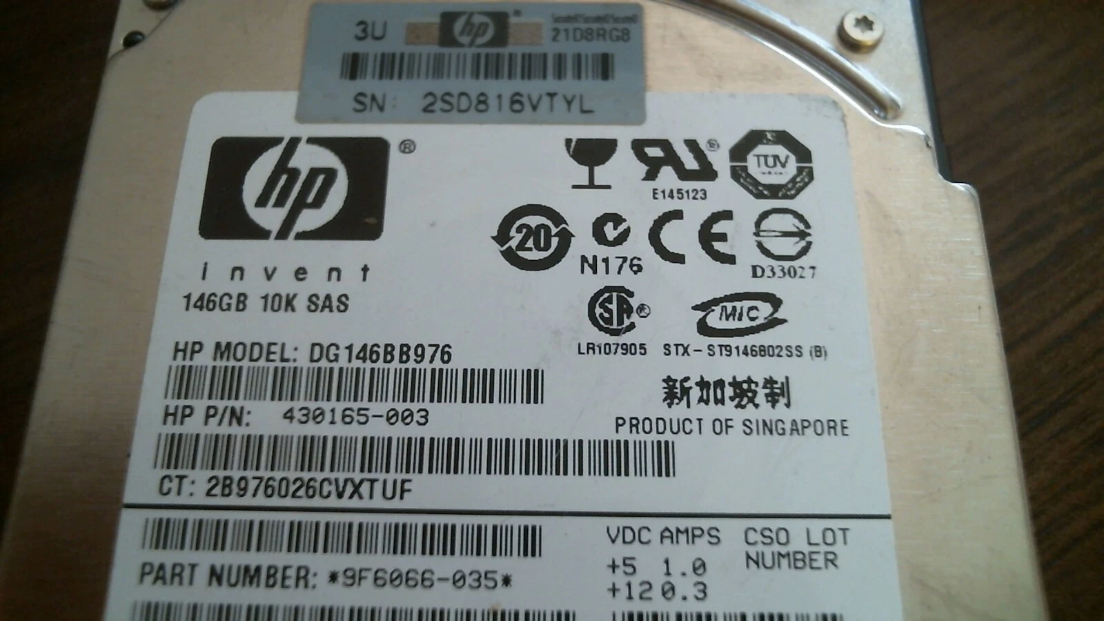 HDD Laptop Hard Disk Drive SATA HP Invent DG146BB976 430165-003 9F6066-035 - image 2