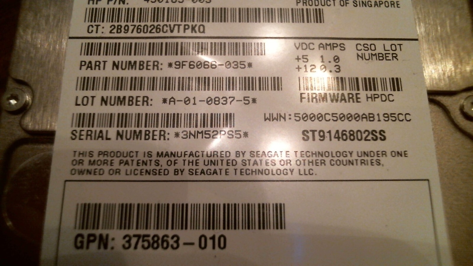 HDD Laptop Hard Disk Drive SATA hp invent 146GB DG146BB976 430165-003 9F6066-035 - image 3