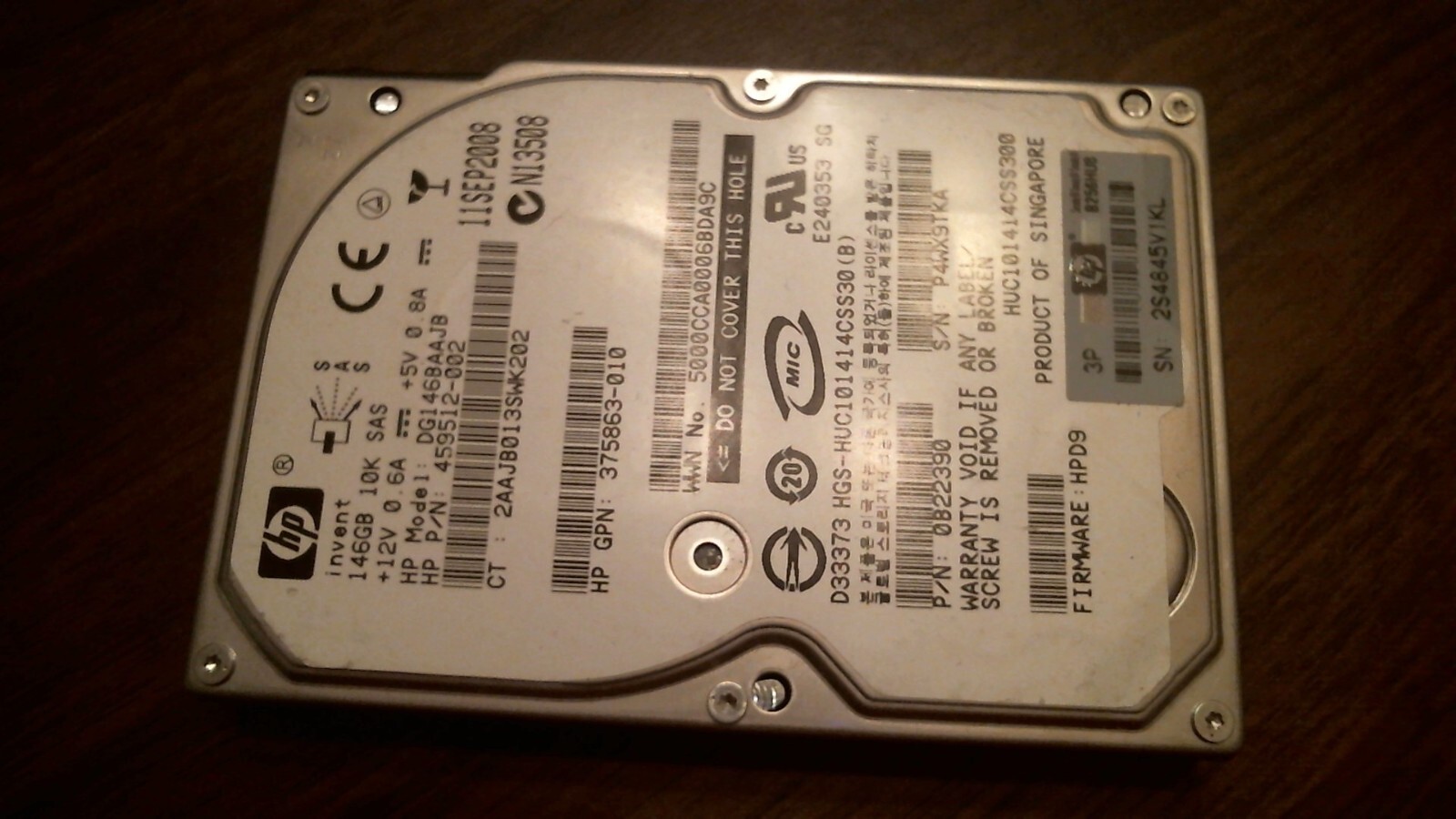 HDD Laptop Hard Disk Drive SATA hp invent DG146BAAJB 459512-002 0B22390 146GB