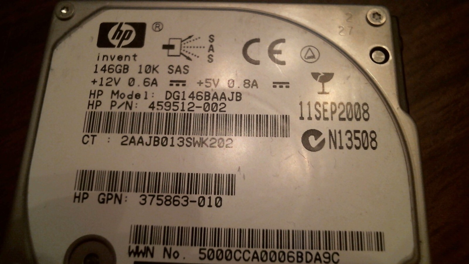 HDD Laptop Hard Disk Drive SATA hp invent DG146BAAJB 459512-002 0B22390 146GB - image 2