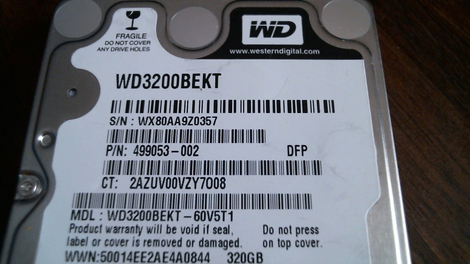 HDD Laptop Hard Disk Drive SATA WD Scorpio Black WD3200BEKT-60V5T1 499053-002 - image 2
