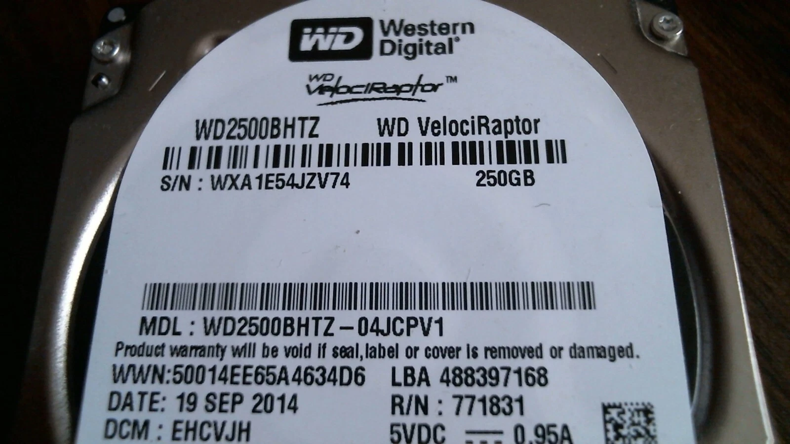 HDD Laptop Hard Disk Drive SATA WD VelociRaptor 250GB WD2500BHTZ-04JCPV1 EHCVJH - image 2