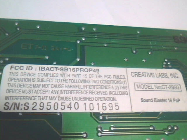Creative Labs SoundBlaster SB16 PNP IDE CT2950 16-bit ISA Sound Card vintage v1 - image 14