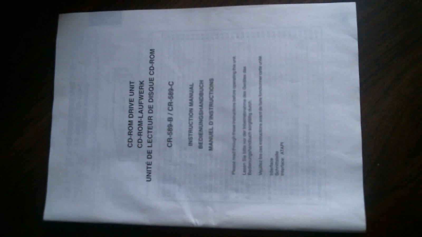 User's Manual - CD-ROM Drive Unit CR-589-B CR-589-C Instruction ATAPI
