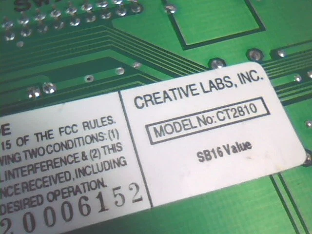 Creative Labs SoundBlaster SB16 Vibra16 CT2810 16bit ISA Sound Card vintage v1 - image 8