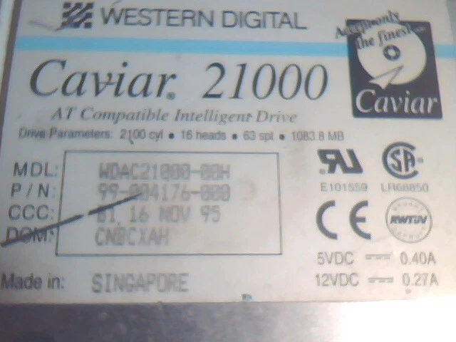 Hard Drive IDE Disk Western Digital Caviar 21000 1GB WDAC21000-00H 99-004176-000 - image 2