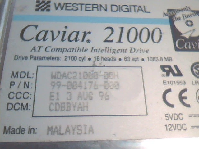 Hard Drive IDE Disk Western Digital Caviar 21000 1GB WDAC21000-00H 99-004176-000 - image 5