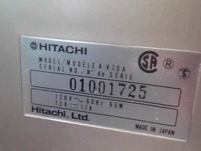 Power Supply Hitachi A-V70A AC Adapter/Charger 120V 12V - image 4