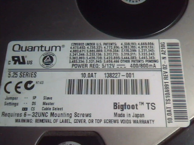 Hard Drive IDE Disk Quantum Bigfoot TS12A011 02-E 5.25 - image 2