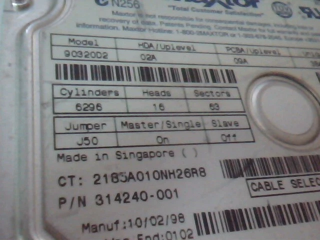 Hard Drive IDE Disk Maxtor 90320D2 314240-001 02A 09A - image 3