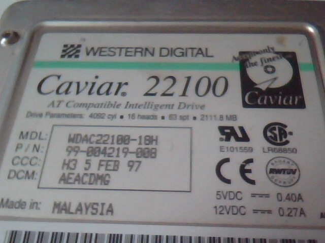 Hard Disk Drive IDE Western Digital Caviar 22100 WDAC22100-18H 99-004219-008 - image 2