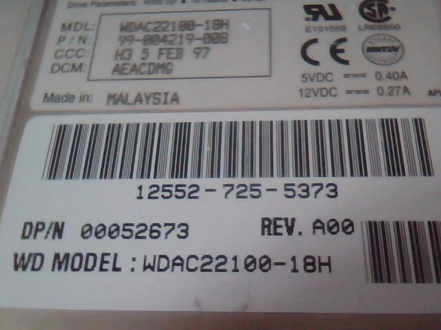 Hard Disk Drive IDE Western Digital Caviar 22100 WDAC22100-18H 99-004219-008 - image 3