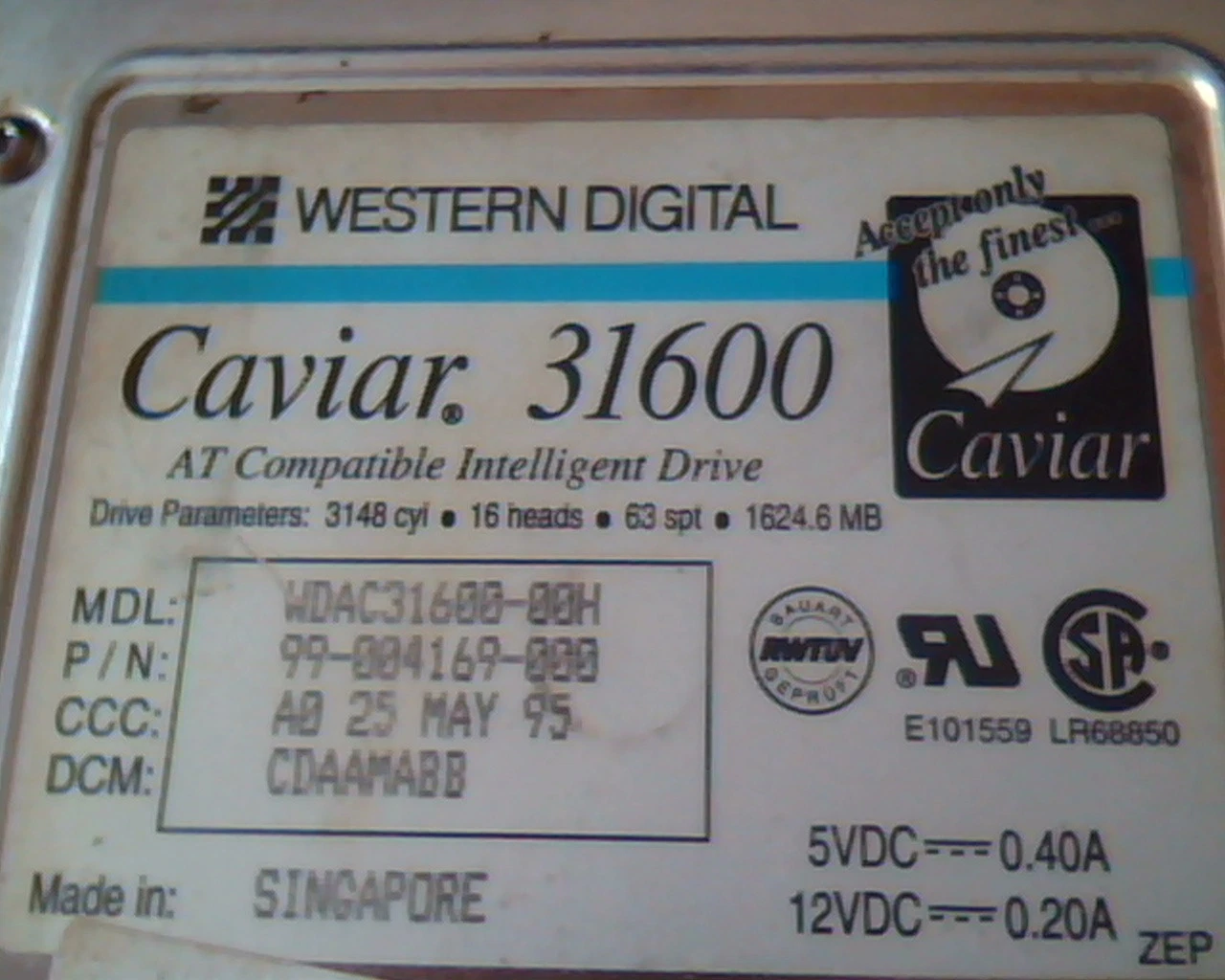 Hard Disk Drive IDE Western Digital Caviar WDAC31600-00H 99-004169-000 - image 2
