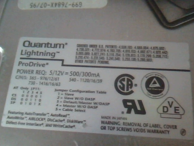 Hard Drive IDE Disk Quantum Lightning ProDrive LT54A012 03-K - image 2