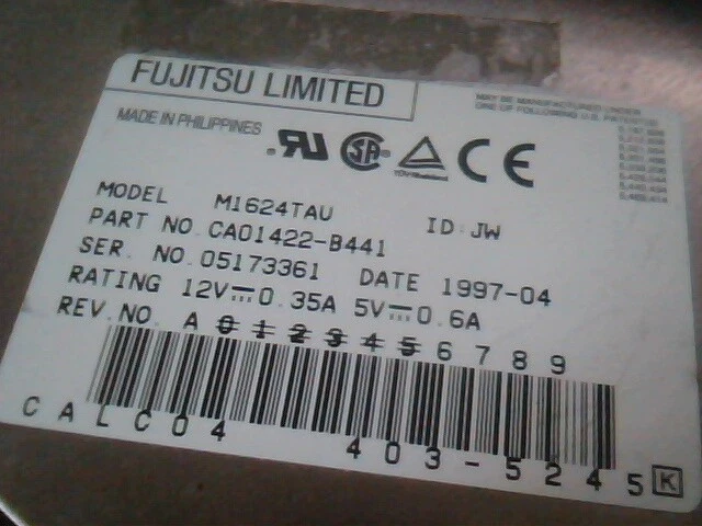 Hard Disk Drive IDE 40pin Fujitsu Limited M1624TAU CA01422-B441 403-5245 ✅TESTED - image 2