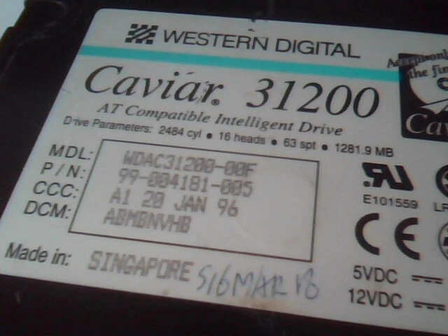 Hard Drive IDE Western Digital Caviar 31200 WDAC31200-00F 99-004181-005 - image 2